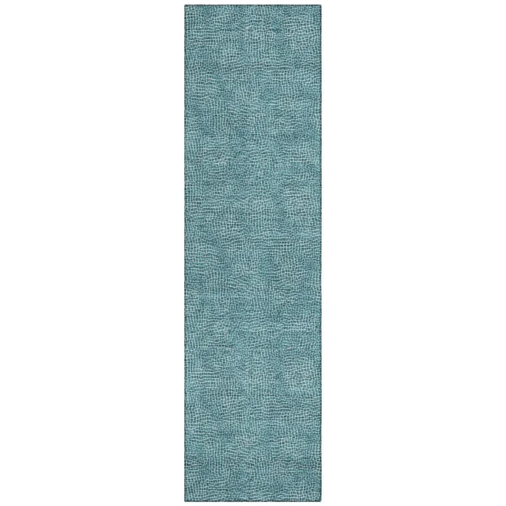 Riyala Teal Washable Indoor-Outdoor Rug-Outdoor Rugs-LOOMLAN Rugs-2'3" x 7'6"-LOOMLAN