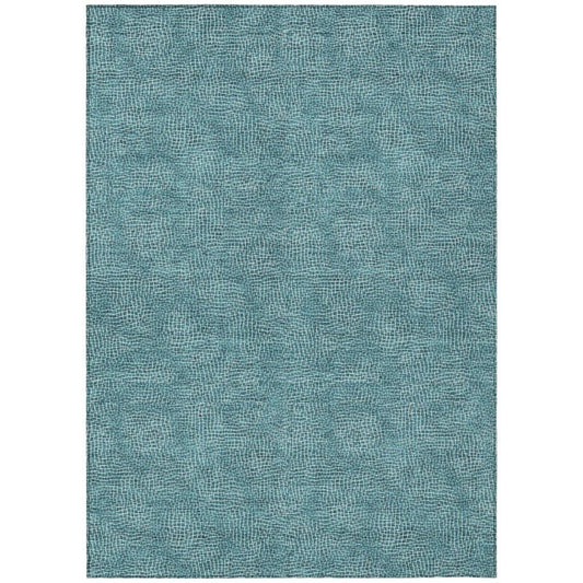 Riyala Teal Washable Indoor-Outdoor Rug-Outdoor Rugs-LOOMLAN Rugs-2'6" x 3'10"-LOOMLAN