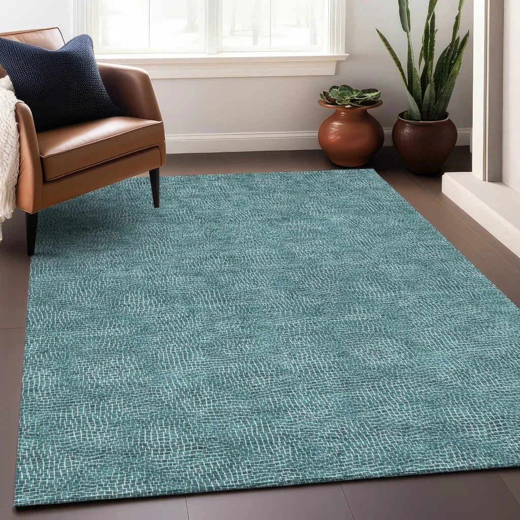 Riyala Teal Washable Indoor-Outdoor Rug-Outdoor Rugs-LOOMLAN Rugs-LOOMLAN
