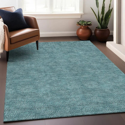 Riyala Teal Washable Indoor-Outdoor Rug-Outdoor Rugs-LOOMLAN Rugs-LOOMLAN