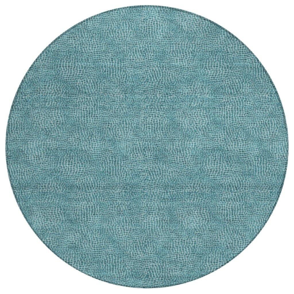 Riyala Teal Washable Indoor-Outdoor Rug-Outdoor Rugs-LOOMLAN Rugs-8' x 8'-LOOMLAN