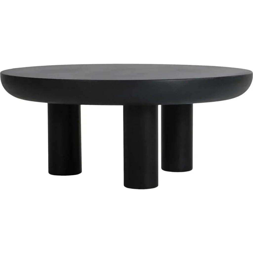 Rocca Concrete & Wood Black Round Coffee Table - LOOMLAN - Moe's Home - Coffee Tables