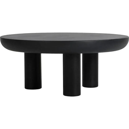Rocca Concrete & Wood Black Round Coffee Table - LOOMLAN - Moe's Home - Coffee Tables