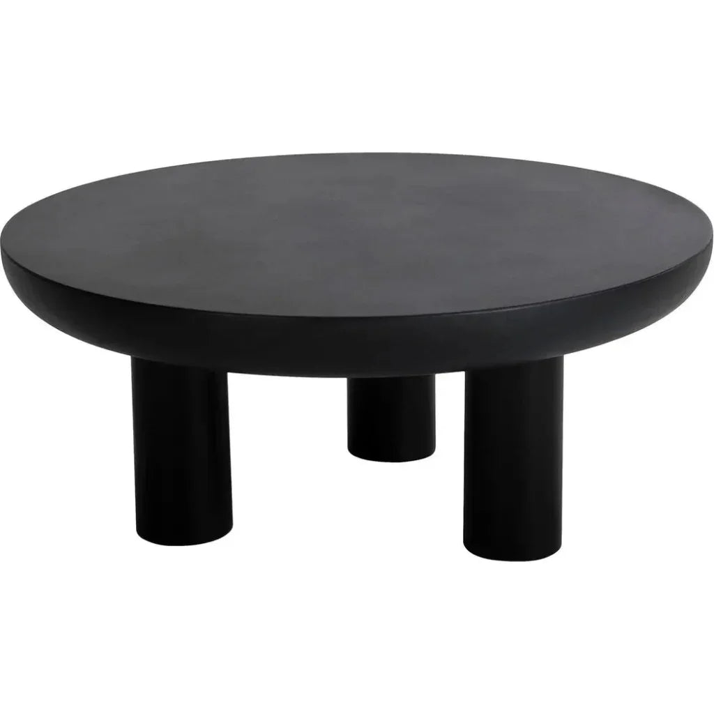 Rocca Concrete & Wood Black Round Coffee Table - LOOMLAN - Moe's Home - Coffee Tables