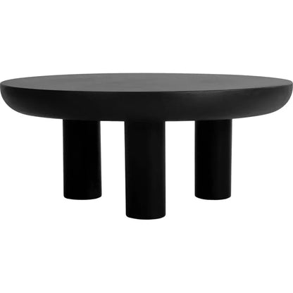 Rocca Concrete & Wood Black Round Coffee Table - LOOMLAN - Moe's Home - Coffee Tables
