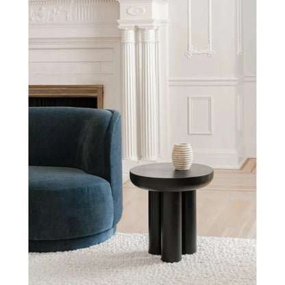 Rocca Concrete & Wood Black Round Side Table - LOOMLAN - Moe's Home - Side Tables