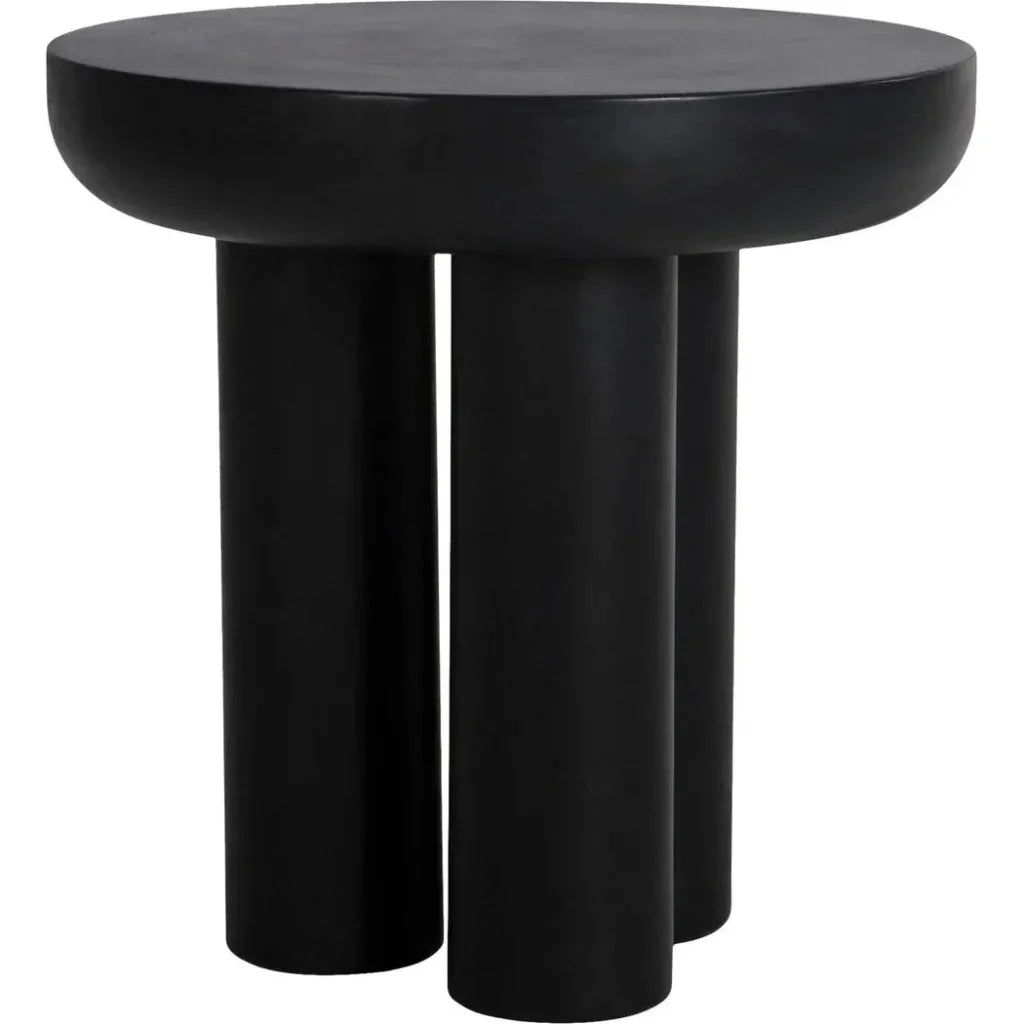 Rocca Concrete & Wood Black Round Side Table - LOOMLAN - Moe's Home - Side Tables