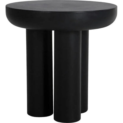 Rocca Concrete & Wood Black Round Side Table - LOOMLAN - Moe's Home - Side Tables