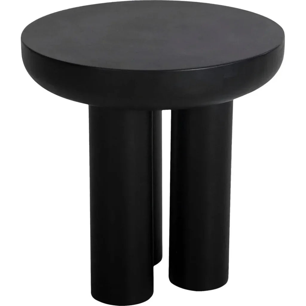 Rocca Concrete & Wood Black Round Side Table - LOOMLAN - Moe's Home - Side Tables