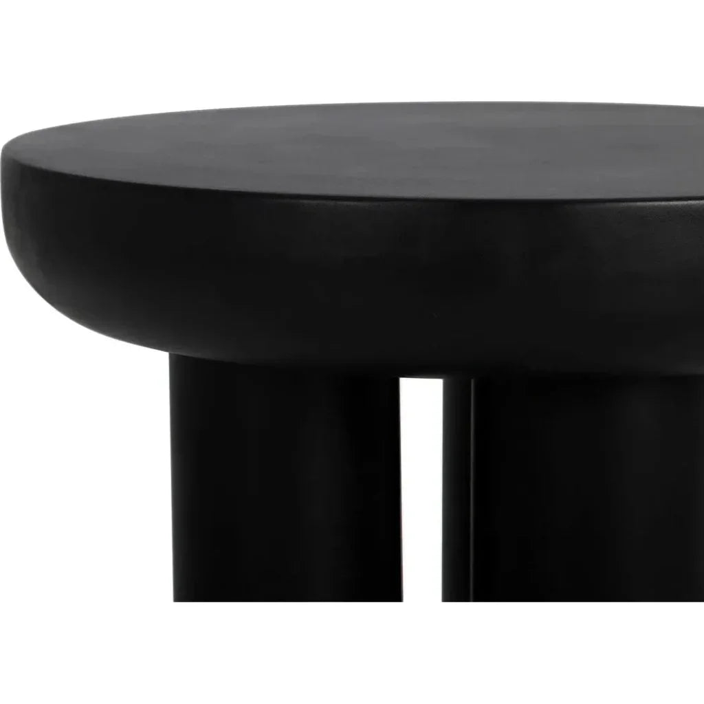 Rocca Concrete & Wood Black Round Side Table - LOOMLAN - Moe's Home - Side Tables