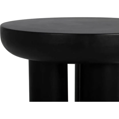 Rocca Concrete & Wood Black Round Side Table - LOOMLAN - Moe's Home - Side Tables