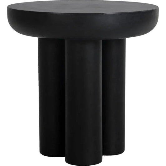 Rocca Concrete & Wood Black Round Side Table - LOOMLAN - Moe's Home - Side Tables