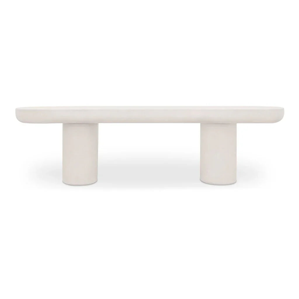 Rocca Cream Concrete Design Outdoor Bench-Outdoor Benches-Moe's Home-LOOMLAN