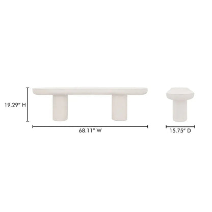 Rocca Cream Concrete Design Outdoor Bench-Outdoor Benches-Moe's Home-LOOMLAN