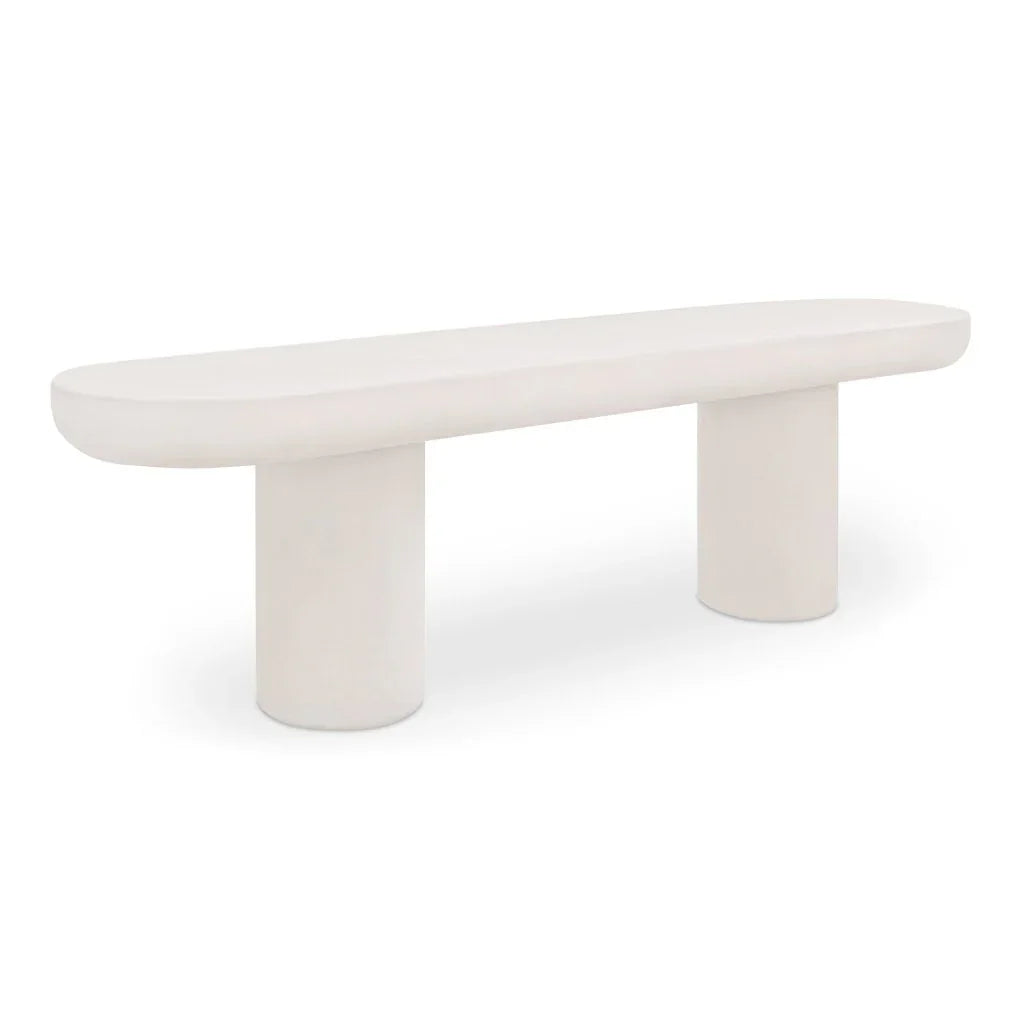 Rocca Cream Concrete Design Outdoor Bench-Outdoor Benches-Moe's Home-LOOMLAN
