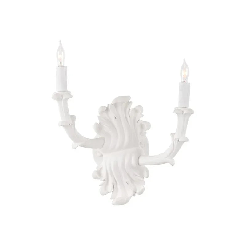 Roche Plaster Double Arm White Wall Sconce - LOOMLAN - Wildwood - Wall Sconces