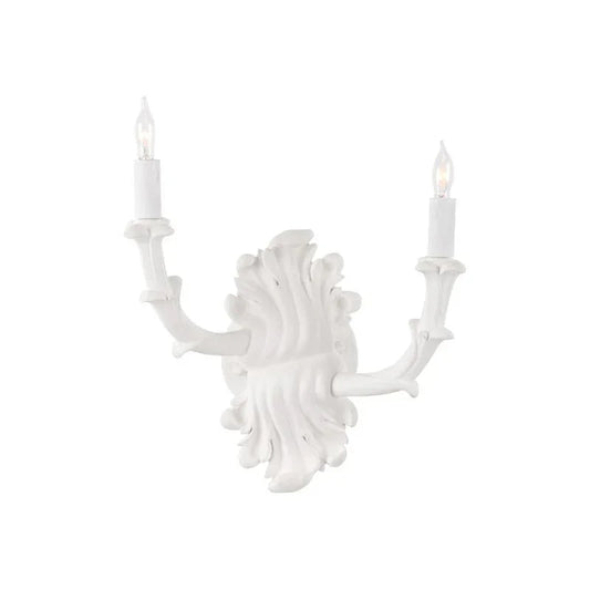 Roche Plaster Double Arm White Wall Sconce - LOOMLAN - Wildwood - Wall Sconces