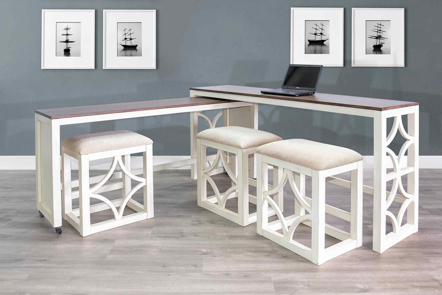 Rockwell Nesting Console Table with Stools 5PC