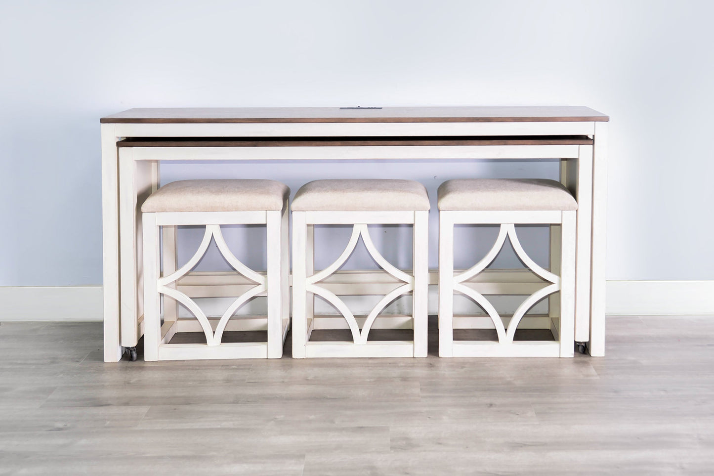 Rockwell Nesting Console Table with Stools 5PC