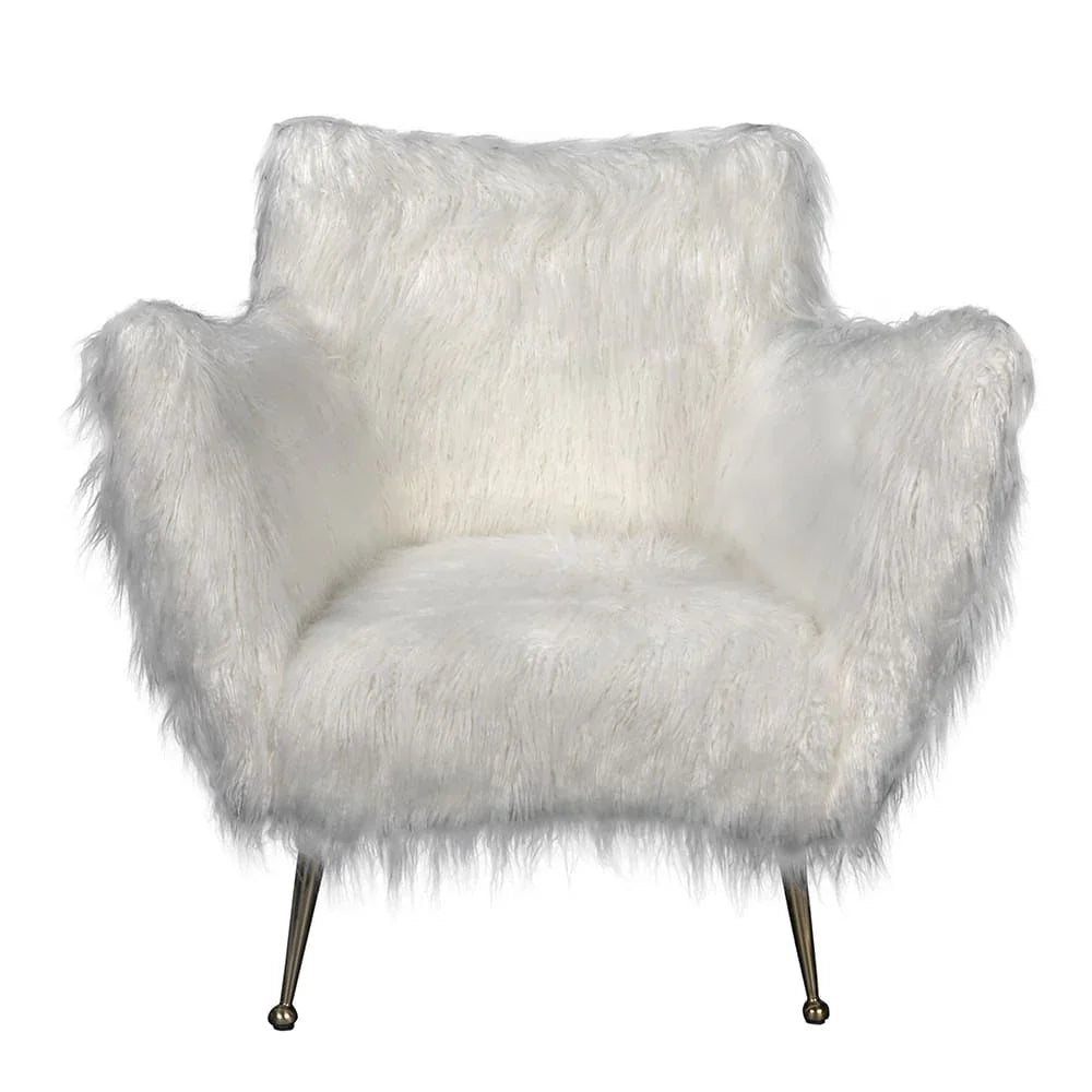 Rodney Steel Base White Flokati Chair - LOOMLAN - Noir - Club Chairs