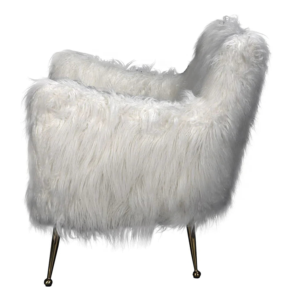 Rodney Steel Base White Flokati Chair - LOOMLAN - Noir - Club Chairs