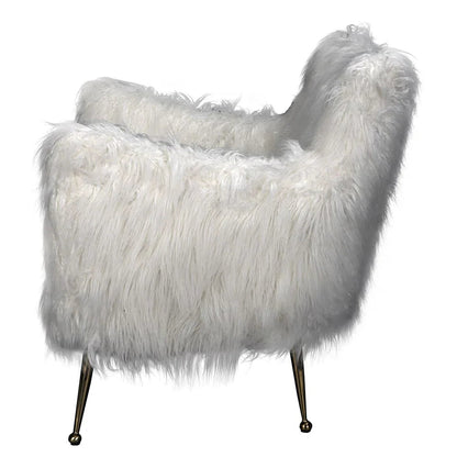 Rodney Steel Base White Flokati Chair - LOOMLAN - Noir - Club Chairs