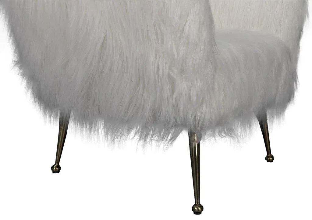 Rodney Steel Base White Flokati Chair - LOOMLAN - Noir - Club Chairs