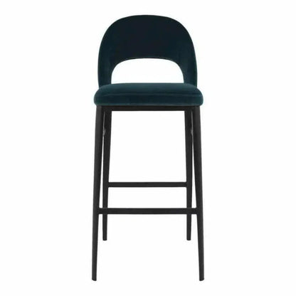 Roger Barstool Teal Velvet Blue Retro - LOOMLAN - Moe's Home - Bar Stools