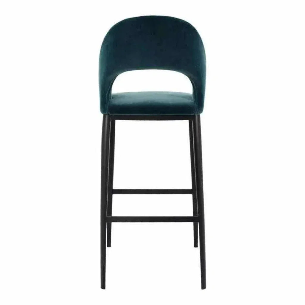 Roger Barstool Teal Velvet Blue Retro - LOOMLAN - Moe's Home - Bar Stools
