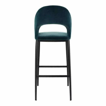 Roger Barstool Teal Velvet Blue Retro - LOOMLAN - Moe's Home - Bar Stools