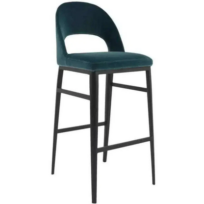 Roger Barstool Teal Velvet Blue Retro - LOOMLAN - Moe's Home - Bar Stools