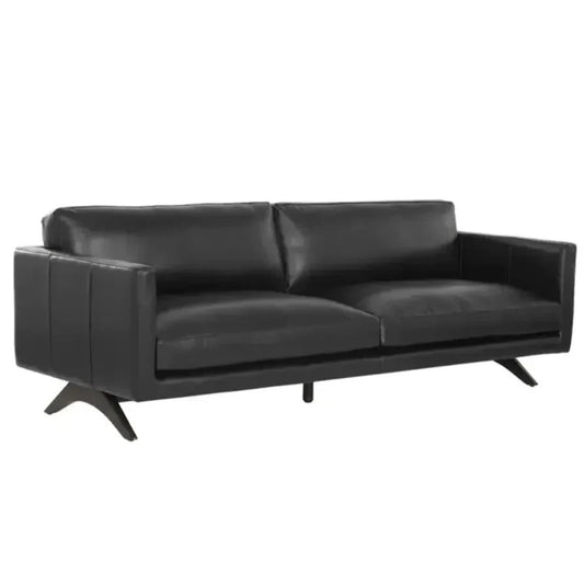 Rogers Leather Black Sofa - LOOMLAN - SUNPAN - Sofas & Loveseats