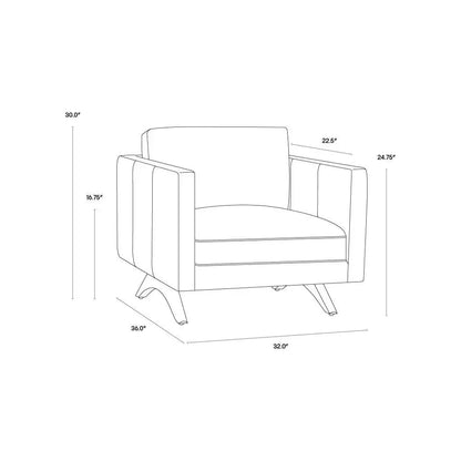 Rogers Leather Stylish Armchair - LOOMLAN - SUNPAN - Club Chairs