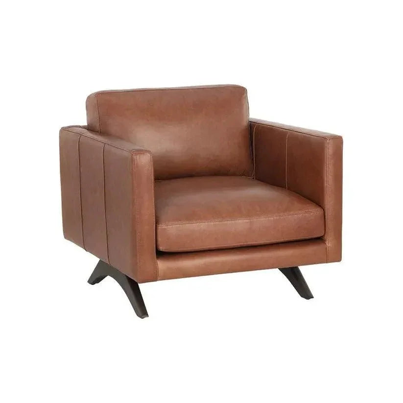 Rogers Leather Stylish Armchair - LOOMLAN - SUNPAN - Club Chairs