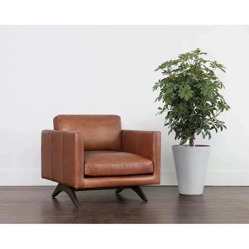 Rogers Leather Stylish Armchair - LOOMLAN - SUNPAN - Club Chairs