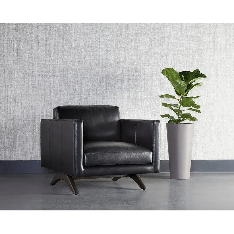 Rogers Leather Stylish Armchair - LOOMLAN - SUNPAN - Club Chairs