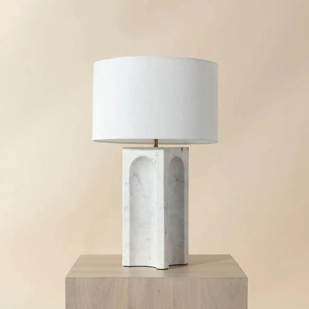Rohe Table Lamp With Handcrafted Marble Base - LOOMLAN - SUNPAN - Table Lamps