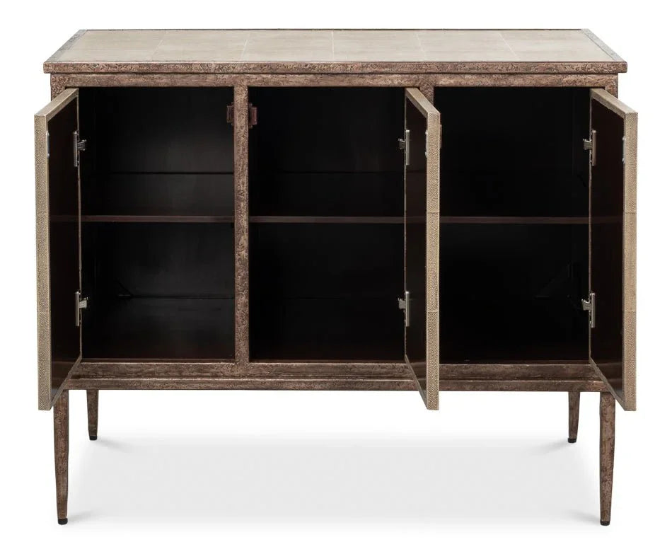 Roland Shagreen Leather Wrapped Sideboard - LOOMLAN - Sarreid - Sideboards
