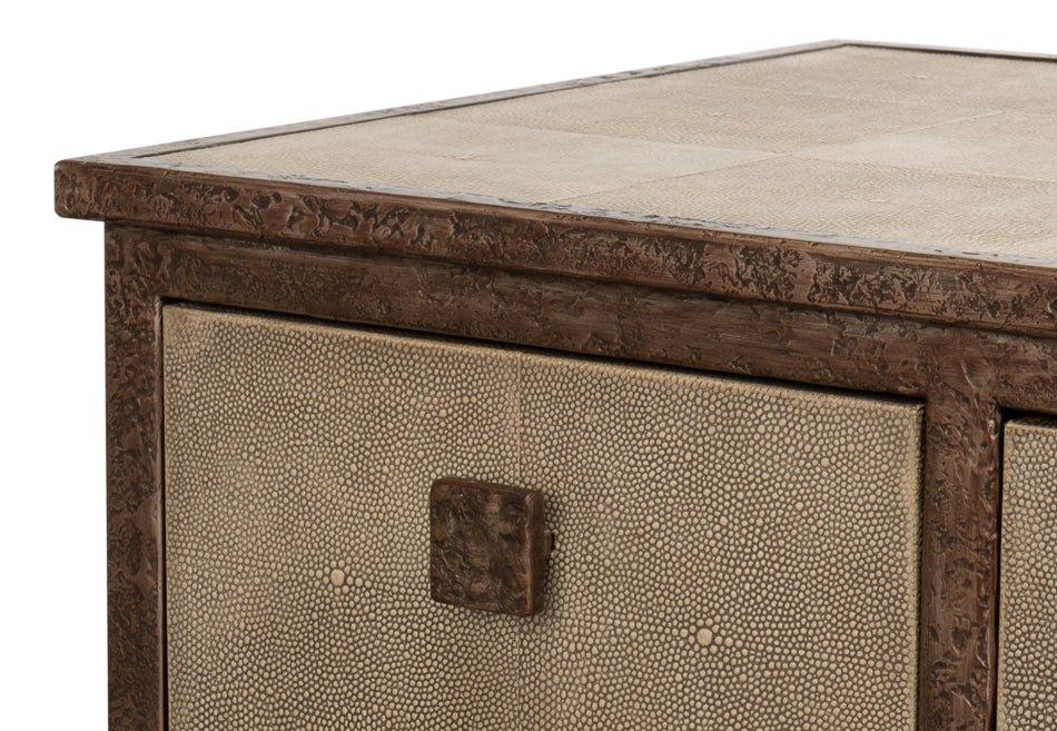 Roland Shagreen Leather Wrapped Sideboard - LOOMLAN - Sarreid - Sideboards