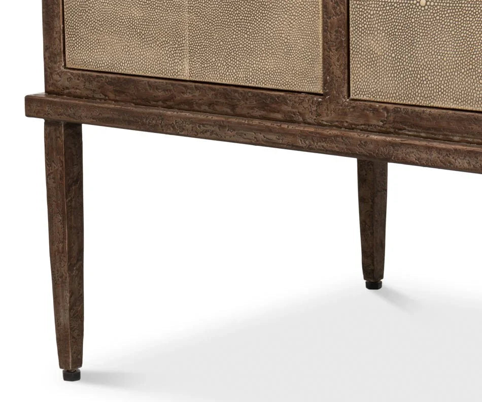 Roland Shagreen Leather Wrapped Sideboard - LOOMLAN - Sarreid - Sideboards