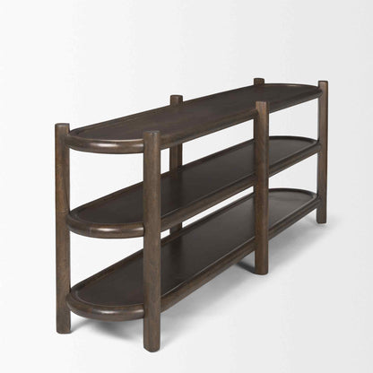 Romi Three Shelves Wooden Console Table