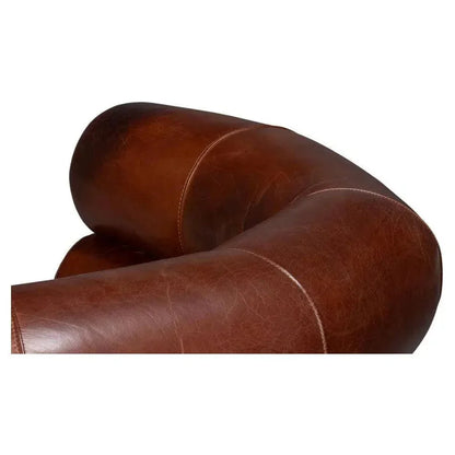 Rondo Leather Brown Armless Swivel Chair - LOOMLAN - Sarreid - Club Chairs