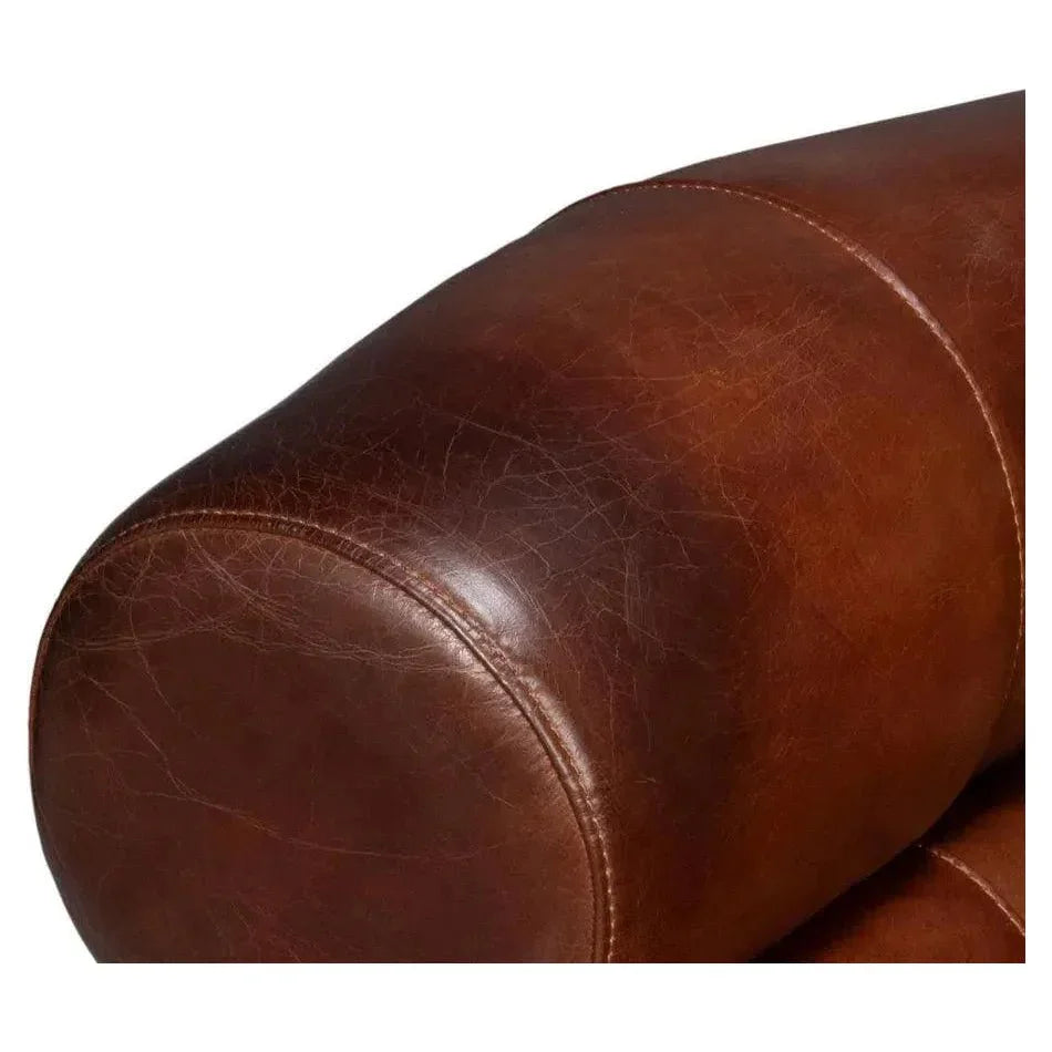 Rondo Leather Brown Armless Swivel Chair - LOOMLAN - Sarreid - Club Chairs