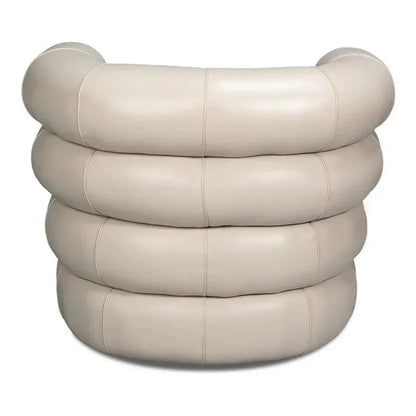 Rondo Leather White Armless Swivel Chair - LOOMLAN - Sarreid - Club Chairs