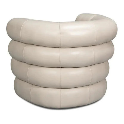 Rondo Leather White Armless Swivel Chair - LOOMLAN - Sarreid - Club Chairs