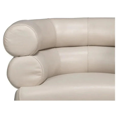 Rondo Leather White Armless Swivel Chair - LOOMLAN - Sarreid - Club Chairs