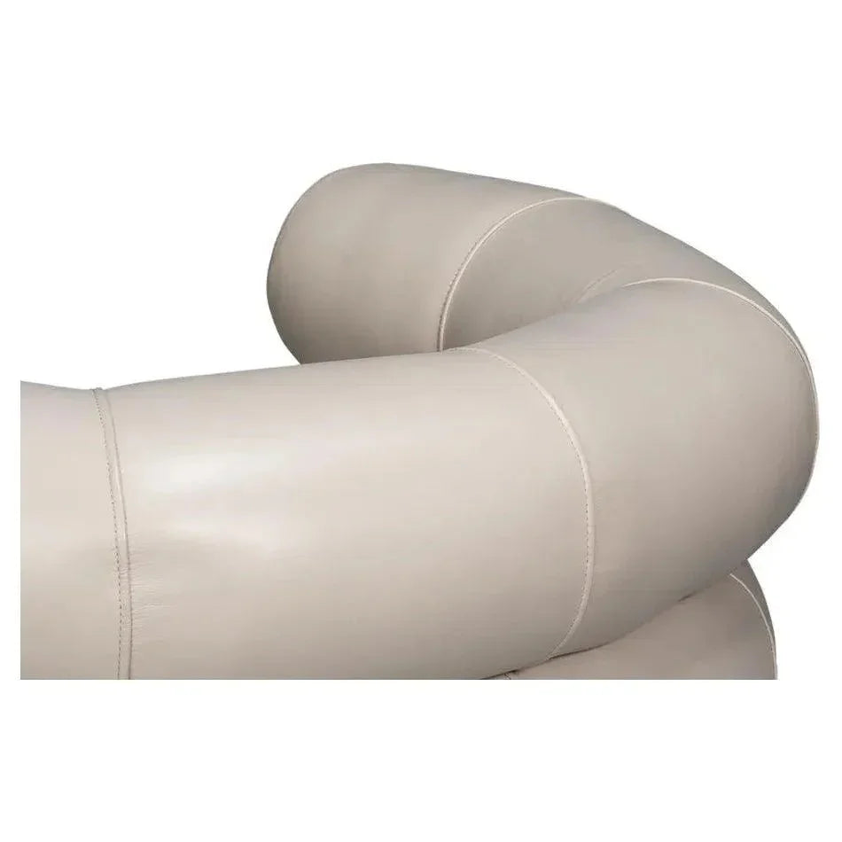 Rondo Leather White Armless Swivel Chair - LOOMLAN - Sarreid - Club Chairs