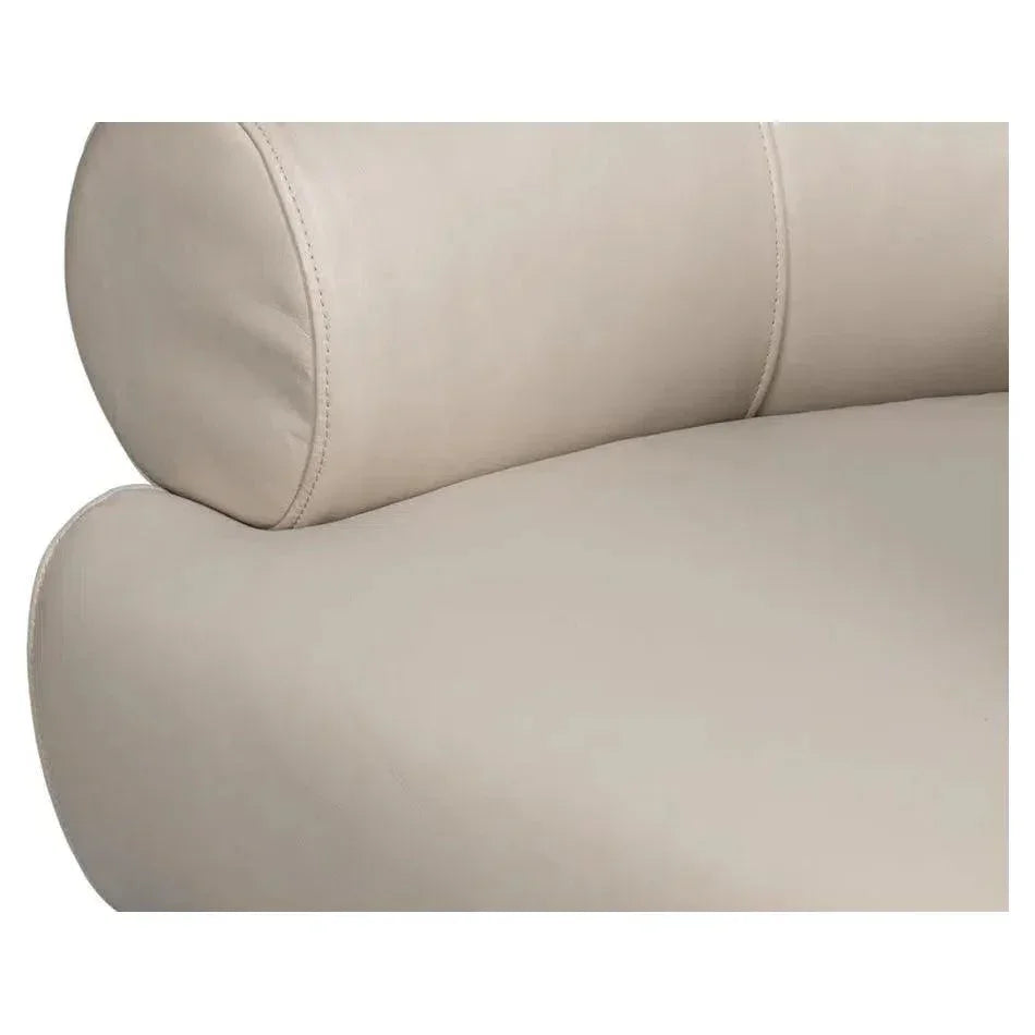 Rondo Leather White Armless Swivel Chair - LOOMLAN - Sarreid - Club Chairs