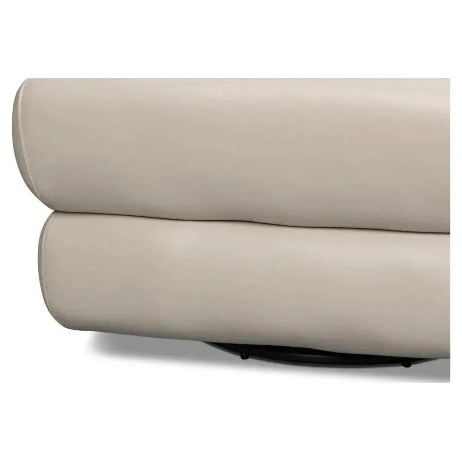 Rondo Leather White Armless Swivel Chair - LOOMLAN - Sarreid - Club Chairs