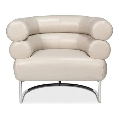 Rondo Steel & Leather White Armless Chair - LOOMLAN - Sarreid - Club Chairs